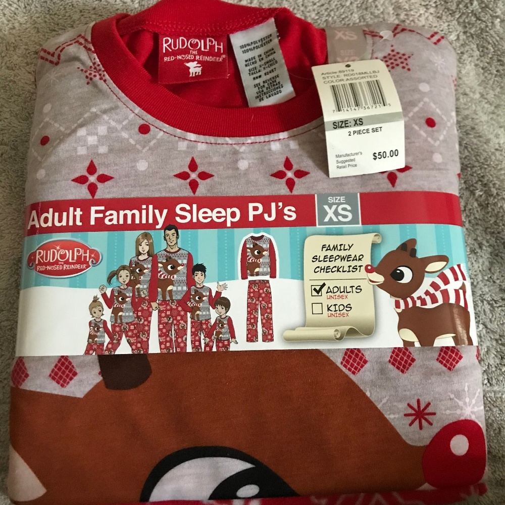 Adult XS Rudolph the Red Nose reindeer PJ'S.